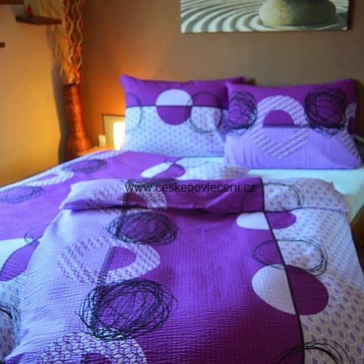 Krepové povlečení KOLA FIALOVÁ 70x90/140x200