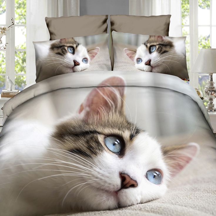 3D EFEKT povlečení KOČKA 1 140x200 + 70x90