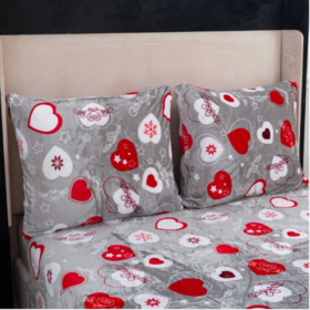 Mikroplyšové povlečení mikroflanel SRDCE  70x90 140x200