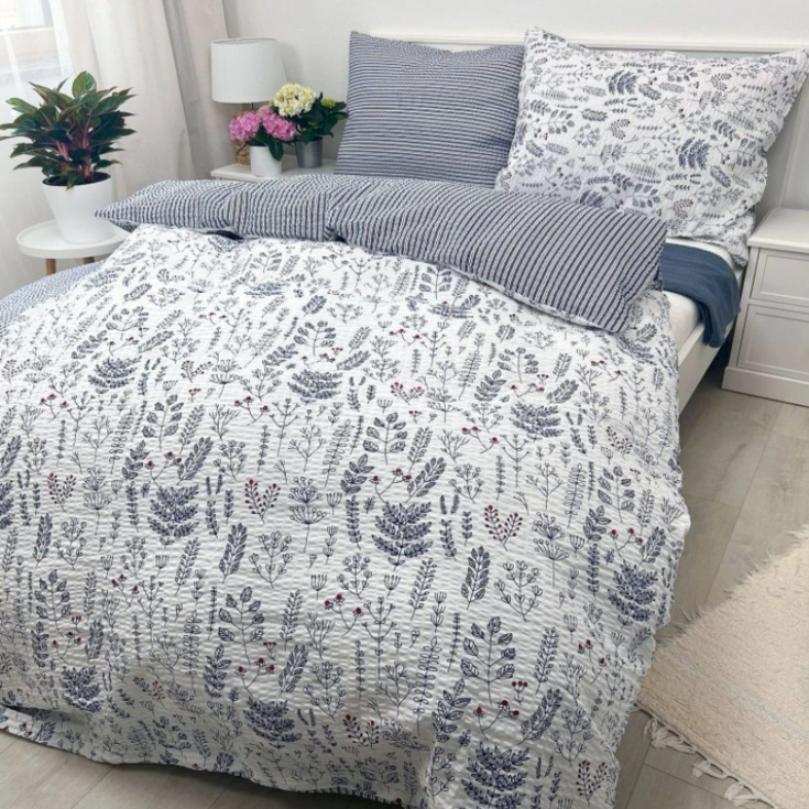 Krepové povlečení HERBÁŘ MODRÝ 70x90 /140x220