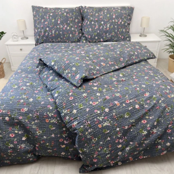 Krepové povlečení LEA ŠEDÁ 70x90/140x220