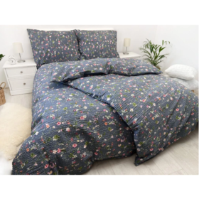 Krepové povlečení LEA ŠEDÁ 70x90/140x220