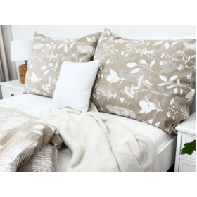 Krepové povlečení LÍSTEK BÉŽOVÝ 70x90 /140x220