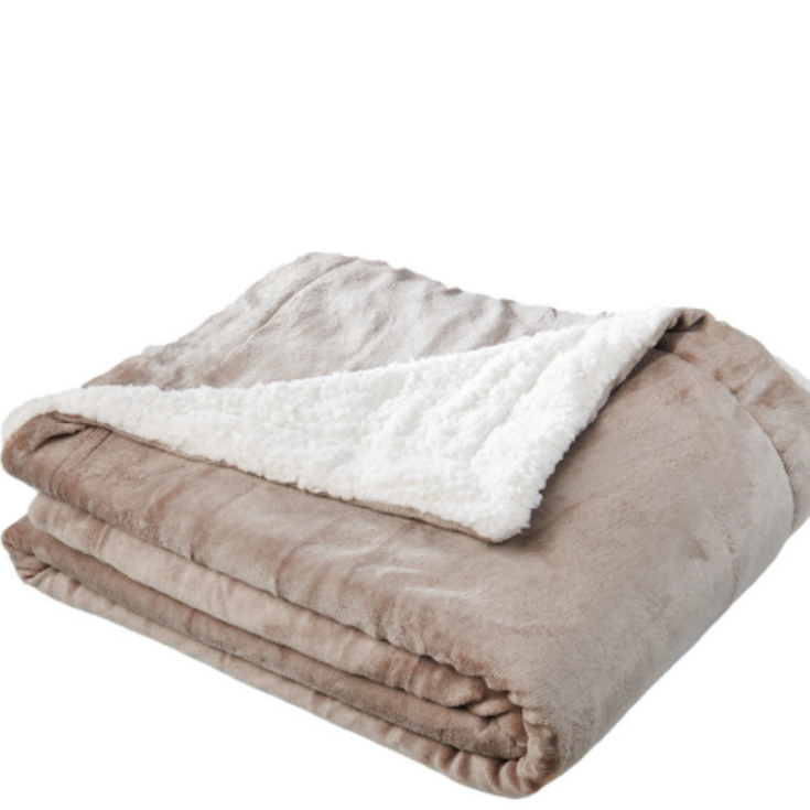 Mikroplyšová deka s beránkem BÉŽOVÁ 220x200cm