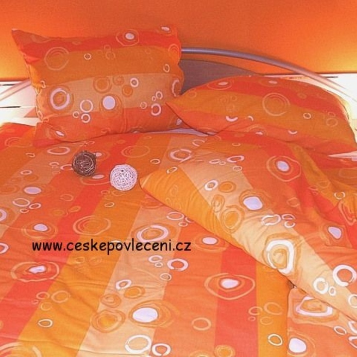 Bavlněné povlečení Bublina oranž francouzský rozměr 2x70x90/200x220