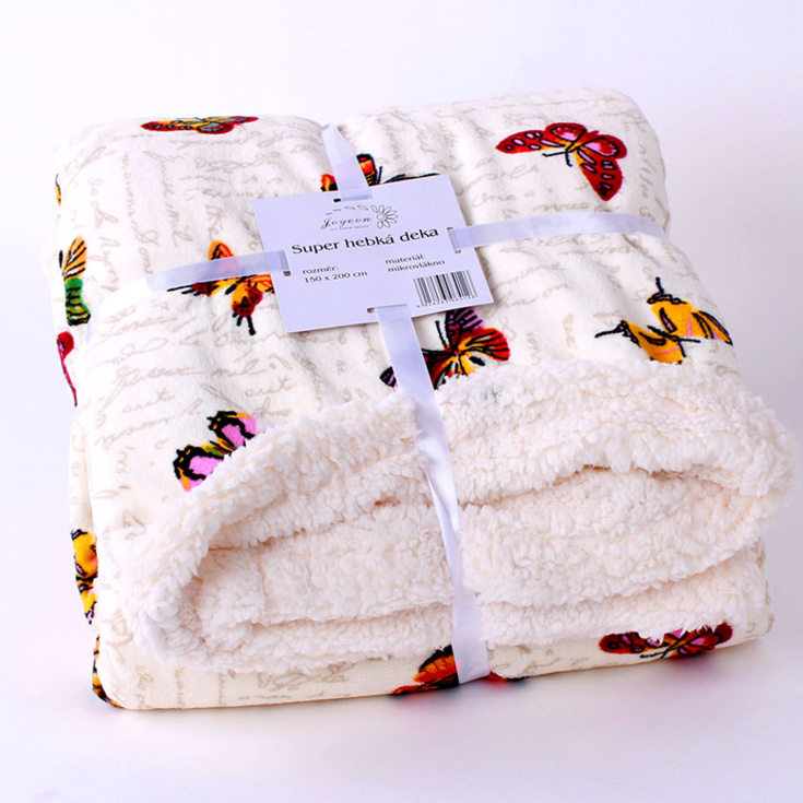 Mikroplyšová deka s beránkem Motýl