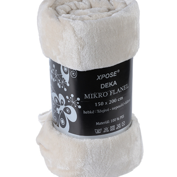 Mikroflanelová deka šedo-béžová 150x200